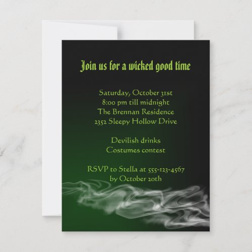 Wicked green smoke Halloween gothic invitation