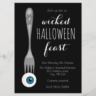 Wicked Halloween feast party invitation black