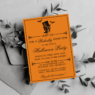 Wicked Halloween Orange Black Gothic Party Invitation