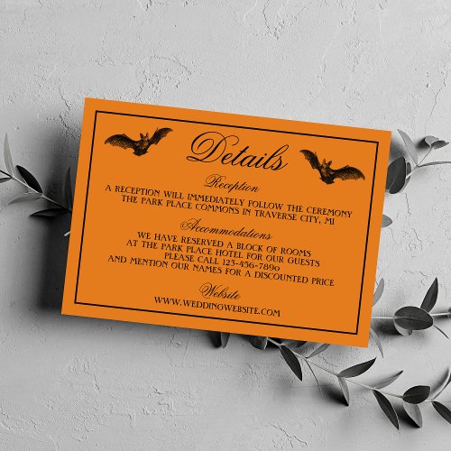 Wicked Halloween Orange Black Gothic Wedding Enclosure Card