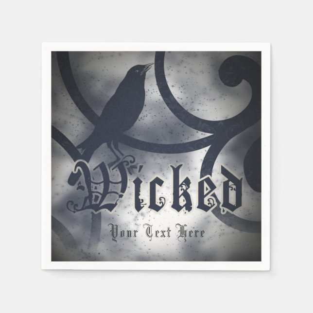 Wicked Halloween Party Black Crow Bird Costume Paper Napkins (Front)