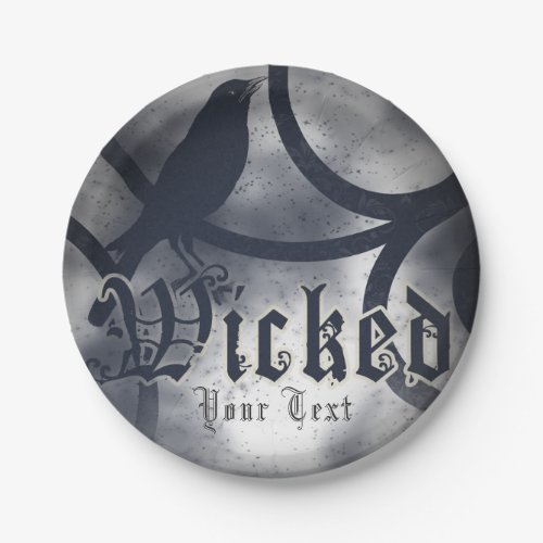 Wicked Halloween Party Black Crow Bird Paper Plates