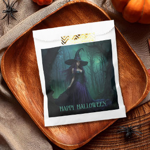 Wicked Halloween Witch in Purple and Black Favor Bag