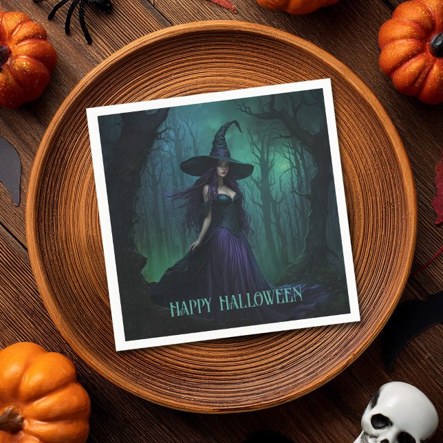 Wicked Halloween Witch in Purple and Black Napkins (Creator Uploaded)