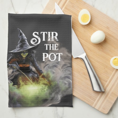 Wicked Halloween Witch Stir the Pot Kitchen Towel