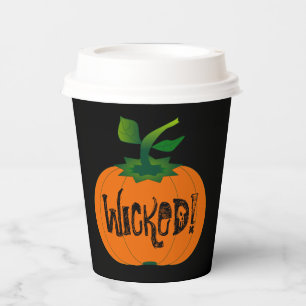 Wicked Happy Halloween Black Orange Pumpkin Paper Cups