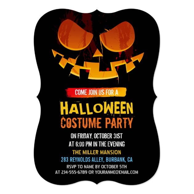 Wicked Jack-O-lantern Pumpkin Face Halloween Party Invitation