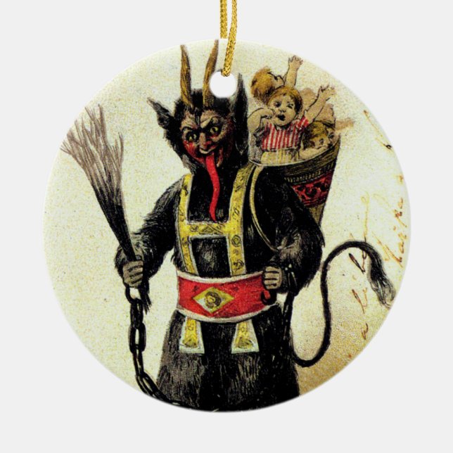 Wicked Krampus Scary Demon Holiday Christmas Xmas Ceramic Ornament (Front)