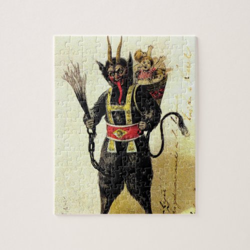 Wicked Krampus Scary Demon Holiday Christmas Xmas Jigsaw Puzzle