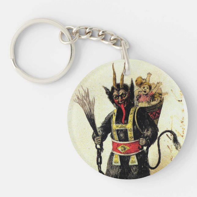 Wicked Krampus Scary Demon Holiday Christmas Xmas Keychain (Front)