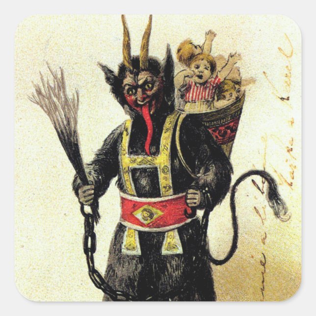 Wicked Krampus Scary Demon Holiday Christmas Xmas Square Sticker (Front)