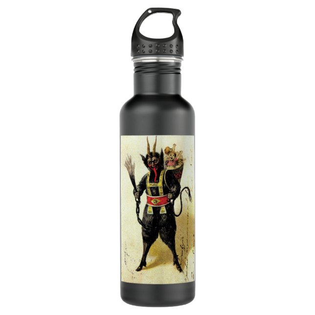 Wicked Krampus Scary Demon Holiday Christmas Xmas Stainless Steel Water Bottle (Front)