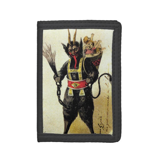 Wicked Krampus Scary Demon Holiday Christmas Xmas Tri-fold Wallet (Front Vertical)