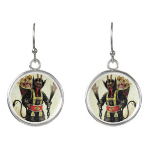 Wicked Krampus Scary Demon Xmas Christmas Earrings