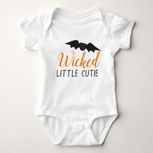 Wicked Little Cutie Cute Bat Black And Orange Baby Bodysuit