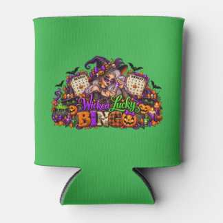 Wicked Lucky Halloween Bingo Witch & Black Cats Can Cooler