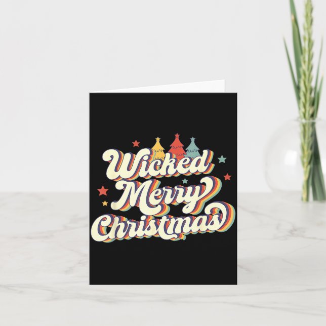 Wicked Merry Christmas Retro Groovy New England Xm Card (Front)