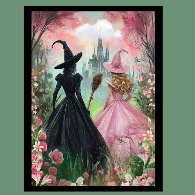 Wicked Musical Poster – Elphaba & Glinda Art Print (Wicked Inspired Wall Art - Elphaba & Glinda)