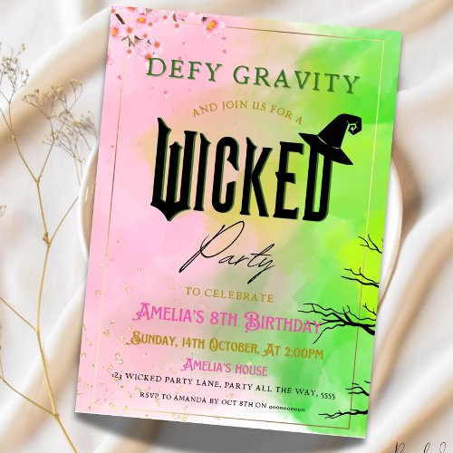 Wicked Party Invitation for Girls Party Theme Edit