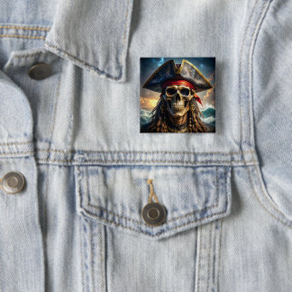 Wicked Pirate Skull Button