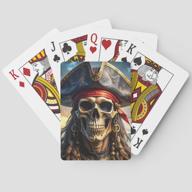 Wicked Pirate Skull Classic Playing Cards (Back)