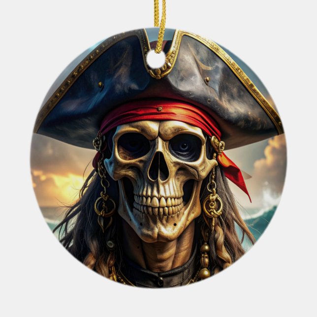 Wicked Pirate Skull Ornament (Front)