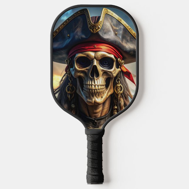 Wicked Pirate Skull Pickleball Paddle (Front)