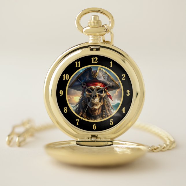Wicked Pirate Skull Pocket Watch (Inside)
