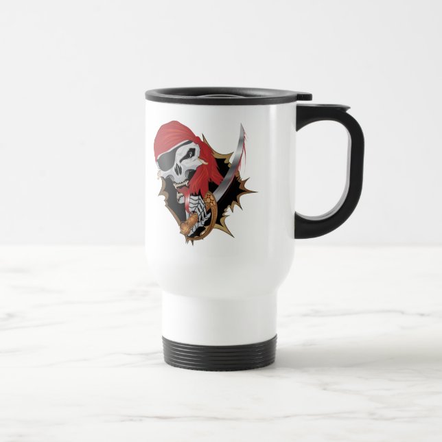 Wicked Pirate Skull Travel Mug (Right)