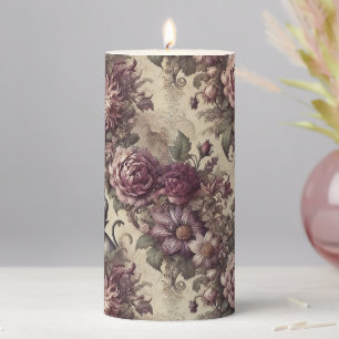 Wicked Plum Petals – Gothic Altar in Tapestry Pillar Candle