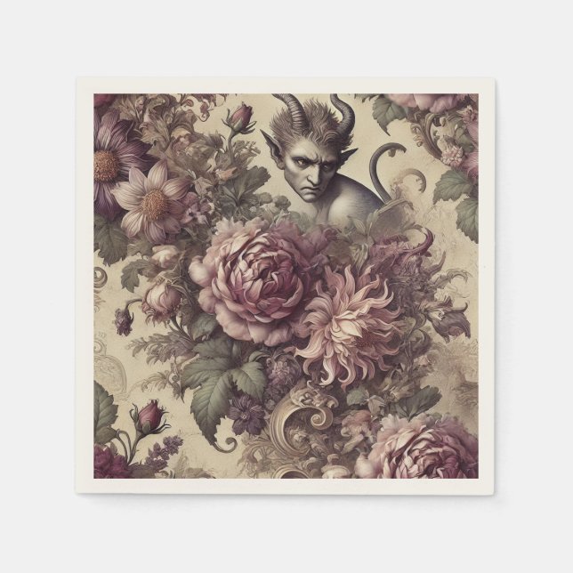 Wicked Plum Petals – Gothic Floral Design Napkins (Front)
