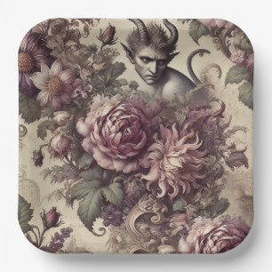 Wicked Plum Petals – Gothic Floral Design Paper Plates
