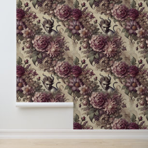 Wicked Plum Petals – Gothic Floral Design Wallpaper