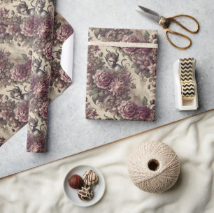 Wicked Plum Petals – Gothic Floral Design Wrapping Paper