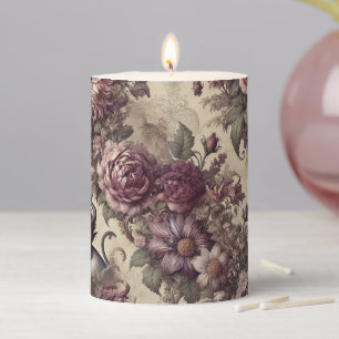 Wicked Plum Petals – Gothic Ritual in Tapestry Pillar Candle