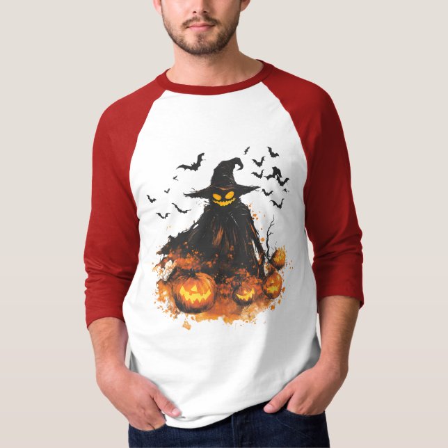 Wicked Pumpkin Reaper Halloween T-Shirt – Spooky (Front)