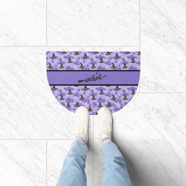 Wicked - Purple - Black Witches Hats And Spiders Doormat (Indoor)