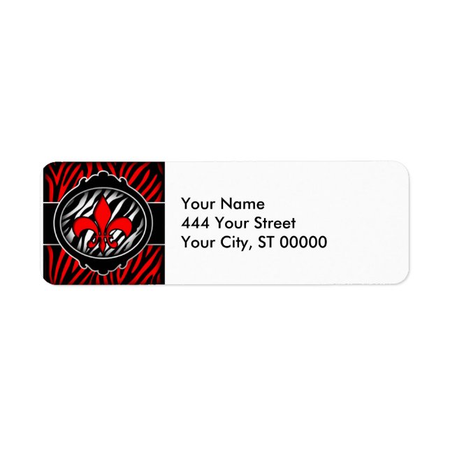 wicked red zebra fleur de lis symbol label (Front)