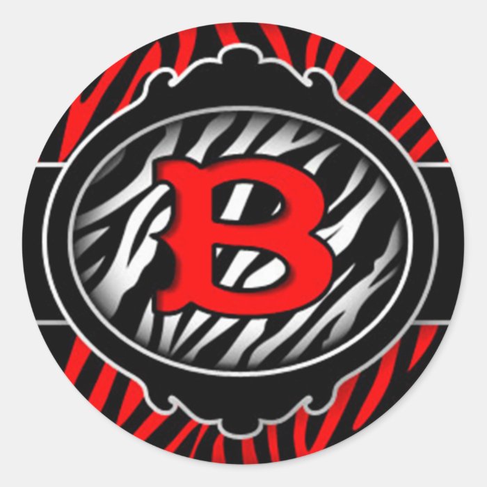 wicked red zebra initial letter B Sticker