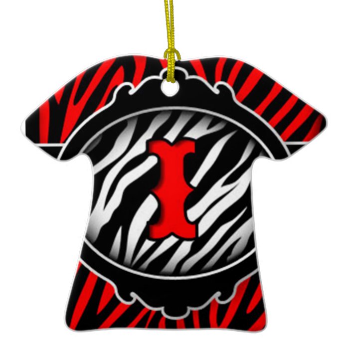 wicked red zebra initial letter I Christmas Ornaments