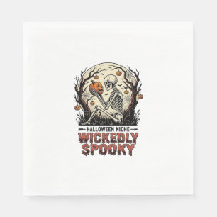 Wicked Skeleton Halloween Vintage Engraving Design Napkins