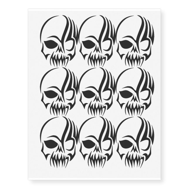 Wicked Skull Design Halloween Temporary Tattoos (Front)