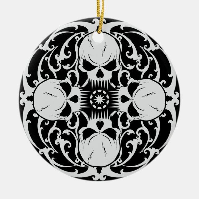 Wicked Skulls Ceramic Ornament (Front)