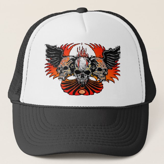 Wicked Skulls Wings Flames Phoenix... - Customized Trucker Hat (Front)
