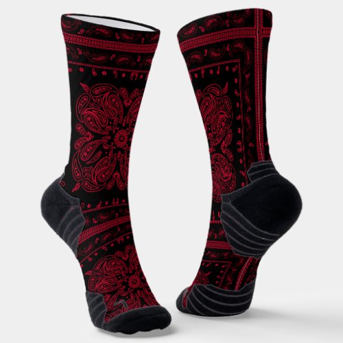 Wicked Style Black and Red Paisley Socks