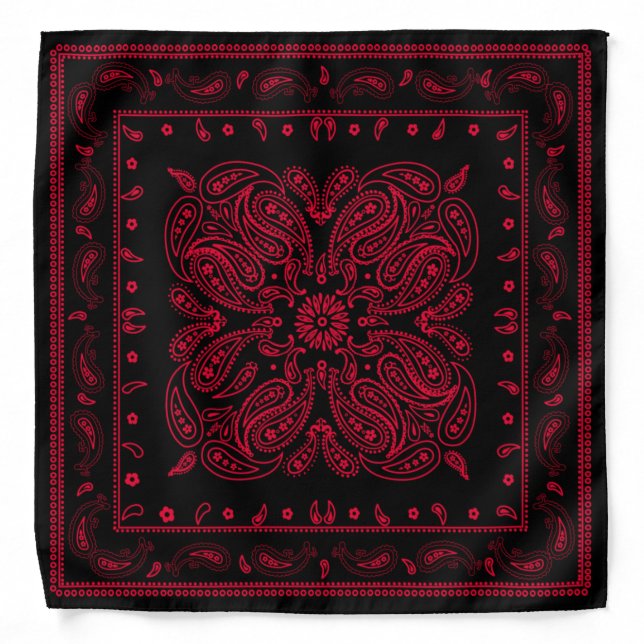 Wicked Style Red and Black Paisley Bandana (Front)