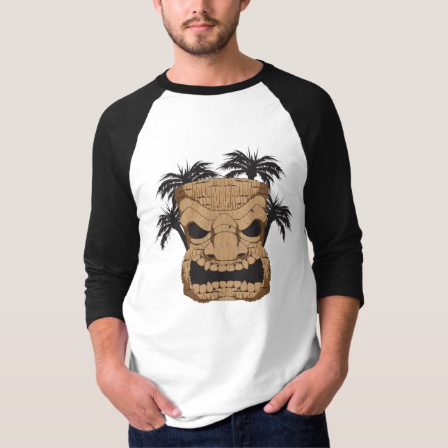 Wicked Tiki Carving Men's 3/4" Raglan Shirt (Front)