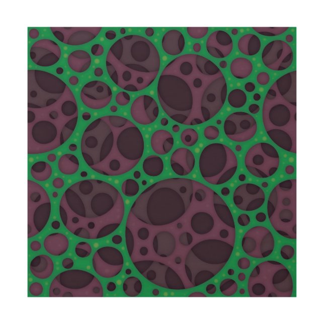 Wicked Trippy Abstract Slime Holes Design Pattern Wood Wall Art (Front)