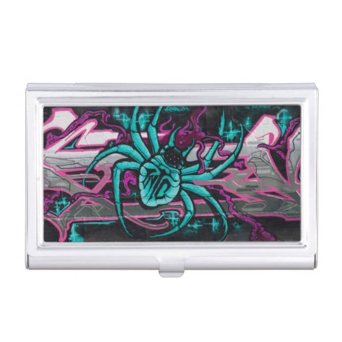 Wicked Turquoise Spider Business Card Case