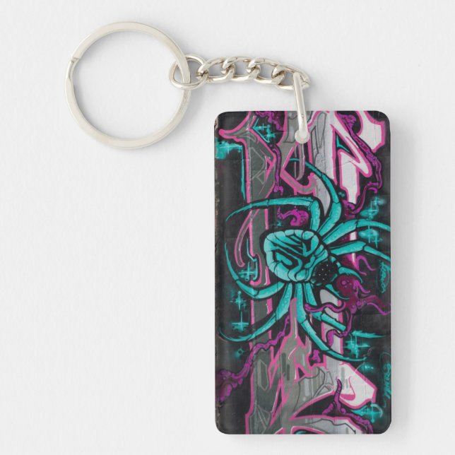 Wicked Turquoise Spider Keychain (Front)
